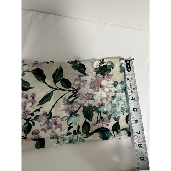 J.JILL Linen-Blend Stretch Button Hem Royal Multi Floral Print Ankle Pants Sz M - Picture 11 of 12